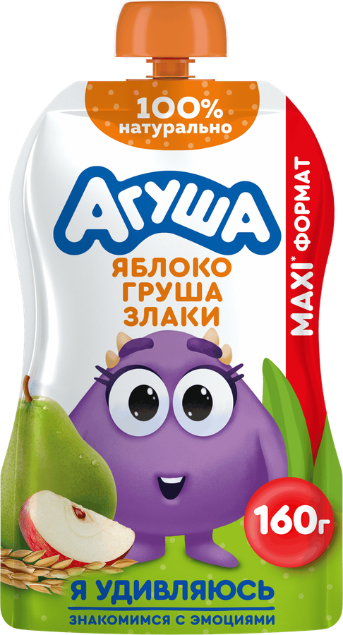 Агуша 160г пюре из груш со злак протерт